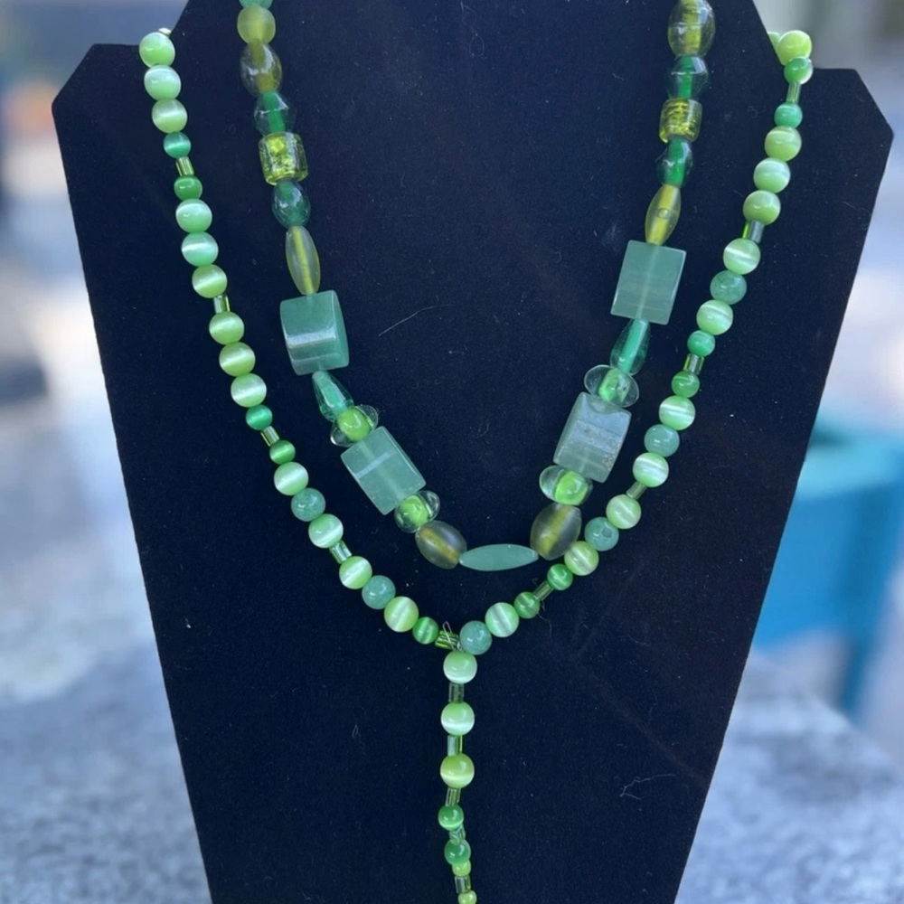 Green Beaded Necklace Set